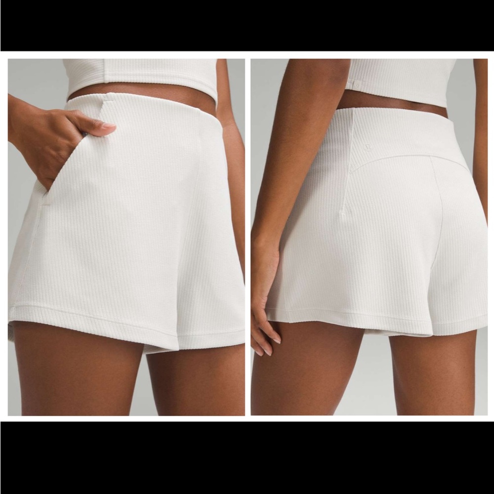 Lululemon Ribbed *Softstreme High-Rise Short 2" size 4 color bone.